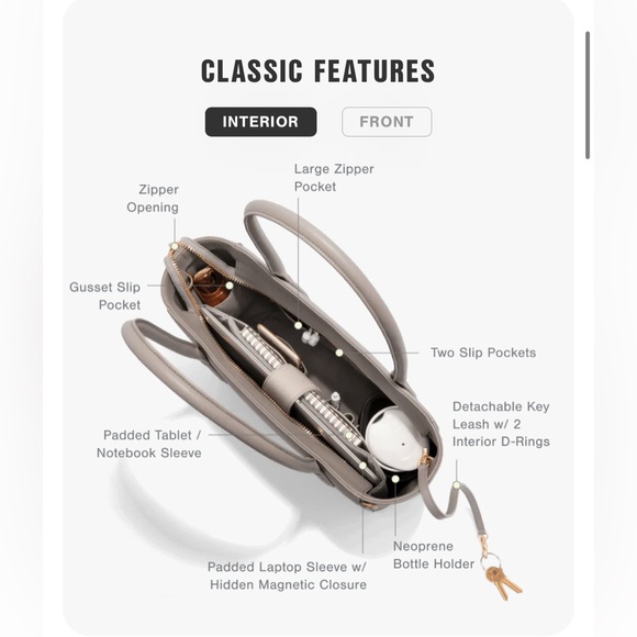 Dagne Dover Classic Leather Signature Tote Bag in Bleecker Blush - Picture 2 of 8